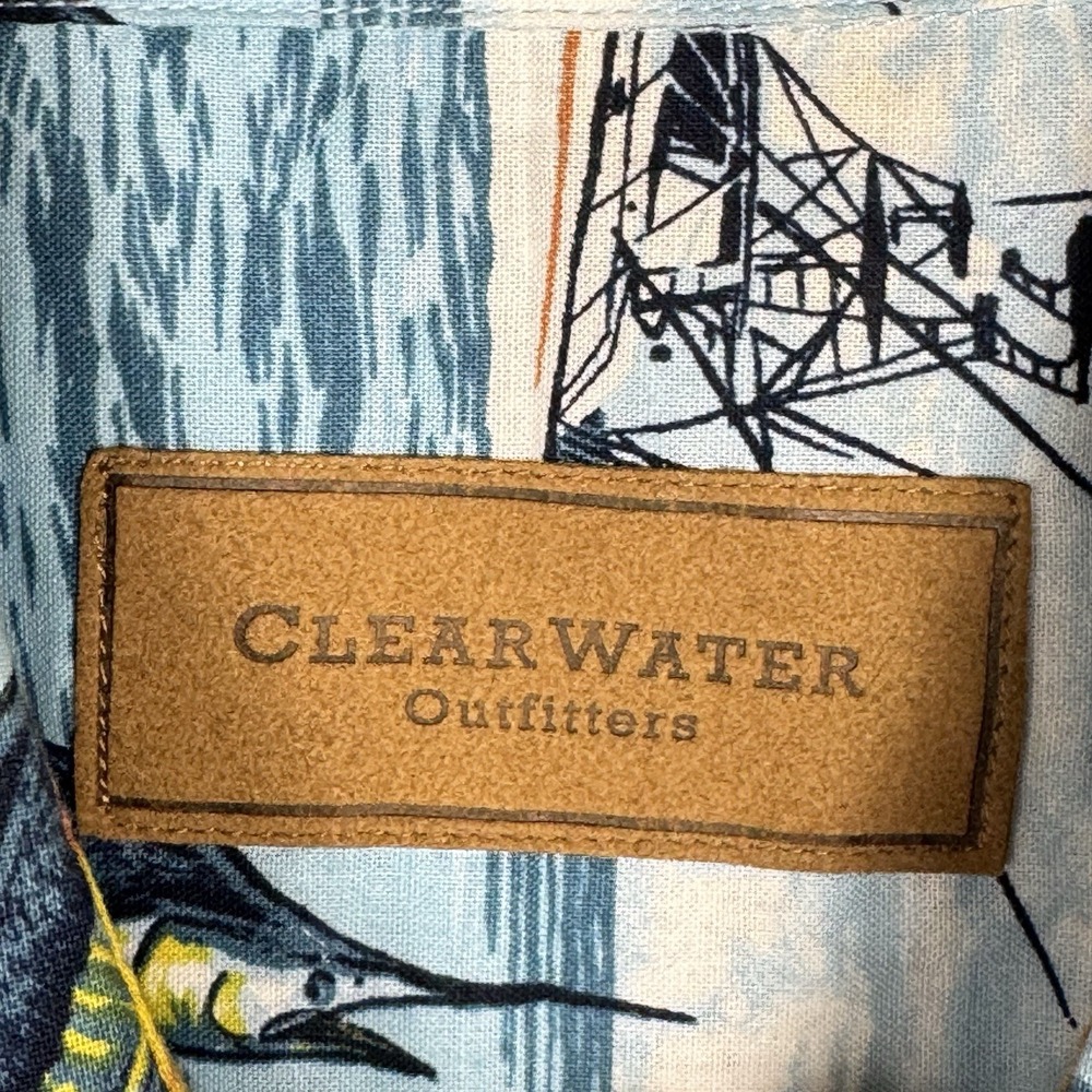 Clearwater Outfitters Short Sleeve Button Down Nautical Fishing Marlin Shirt L - Picture 5 of 10